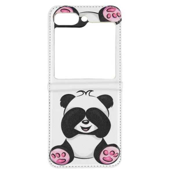 Panda etui til Samsung Galaxy Z Flip 5 Rigid imiteret læderbelægning Hvid Vit