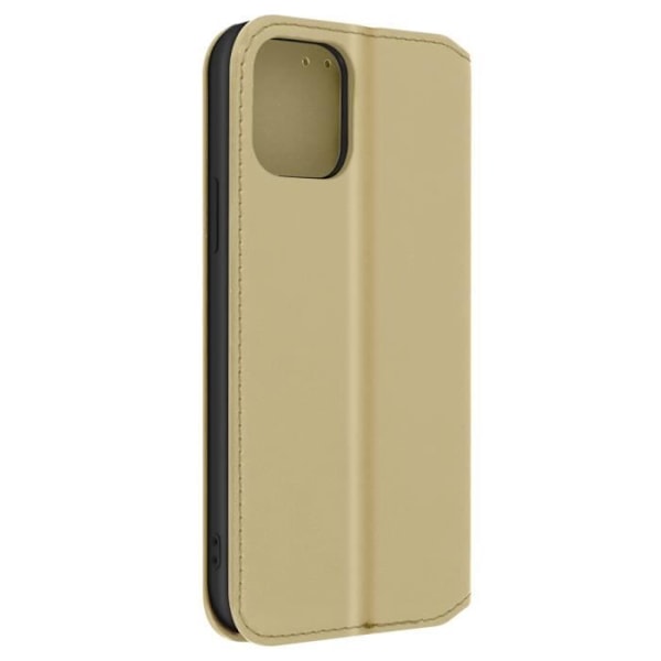 Housse Folio - AVIZAR - iPhone 12 Mini - Plånbok - Guldgul - Videostöd Funktion Gult guld