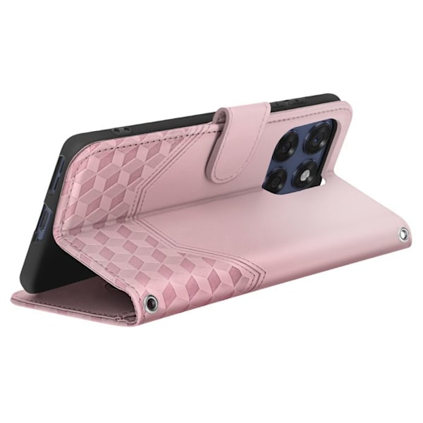 Hülle für Motorola Edge 60 Fusion und Edge 60 Geldbeutel 3D-Muster Rosen-Champagner Rosa