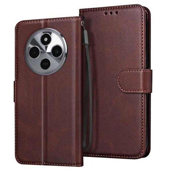 Fodral till Xiaomi Redmi 14C - AVIZAR - Wallet Flip och stabilt videostöd - Mörkbrun kastanj