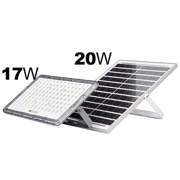LED Solcelleprojektor 17 W med 20 W solpanel og automatisk detektion grå Grå