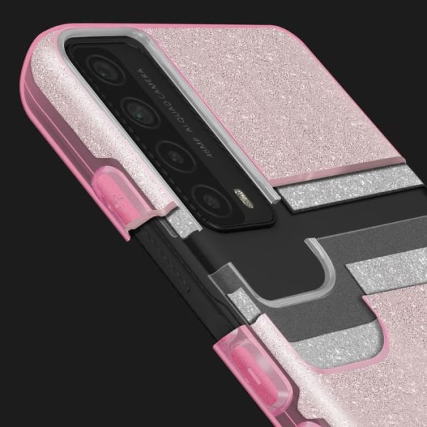 Coque - Huawei - P smart 2021 - Glitrende - Silikone - Stødabsorberende og ridsefrit Rosa