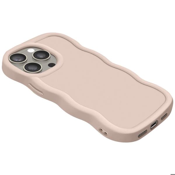 Coque för iPhone 15 Pro Silikon Stötresistent Candy Beige-serie Beige