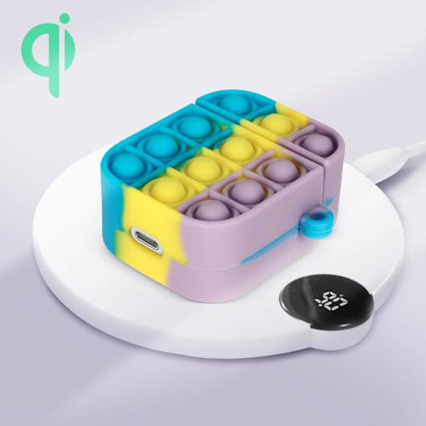 Airpods silikonfodral Bubble Pop Design 2 delar Flerfärgad Blå
