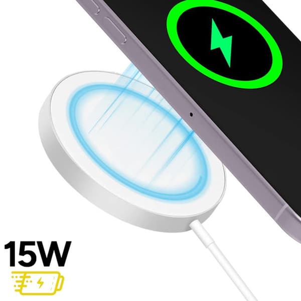 MagSafe oplader til iPhone 14 Plus 15W Magnetisk Mayaxess Hvid Vit