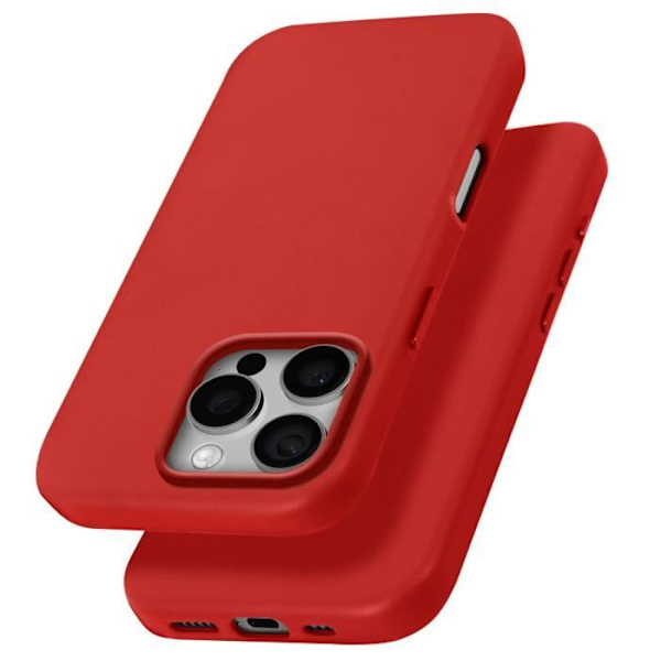 MagSafe Fodral till iPhone 16 Pro Max i högkvalitativt Veganskt Läder Röd