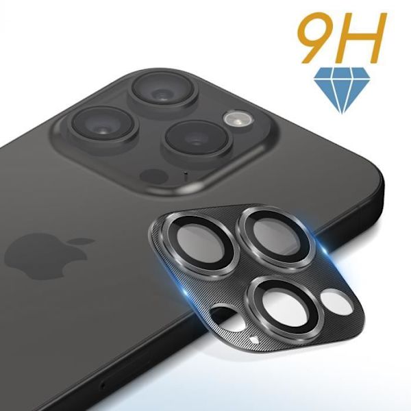 Beskyttelse kamera - ENKAY - iPhone 15 Pro/Pro Max - Hærdet glas 9H - Ultra-tynd - Aluminium Mörkgrå