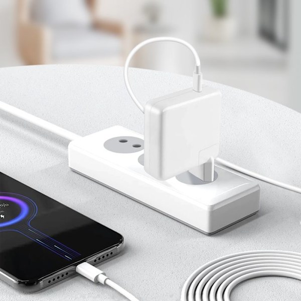 87 W Compact Power Sector -laturi 2 metrin USB-C-kaapelilla LinQ valkoinen Vit