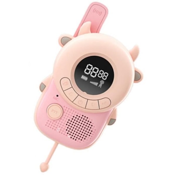 Ett par walkie talkies för barn med bakgrundsbelyst LCD-skärm Moo-moo modell TechKidz blå/rosa Beige