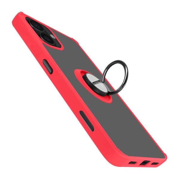 Kotelo iPhone 16:lle Metal Ring Video Support Red Röd