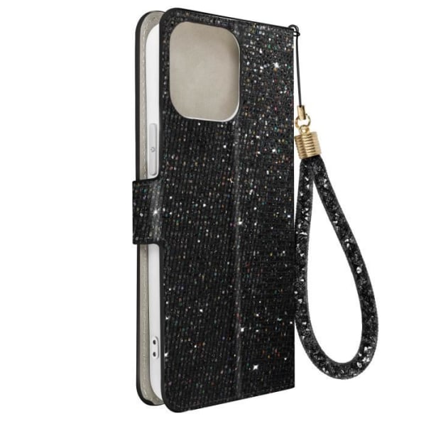 iPhone 14 Pro Max Case Glitter Disco Lompakkoteline Video Black Svart