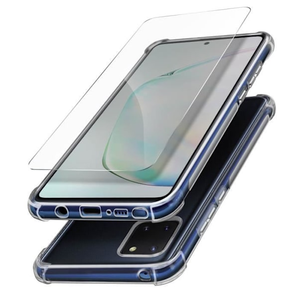 Suojapakkaus - AVIZAR - Galaxy Note 10 Lite - Pehmeä kotelo - Karkaistu lasikalvo - Iskunkestävä Klar vit
