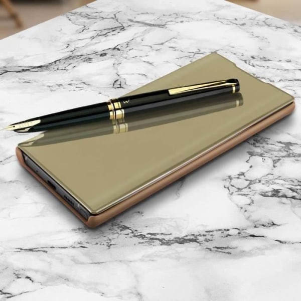 Hylster - Samsung - Galaxy Note 10 Plus - Translucent klap - Videostand - Gul/guld Gult guld