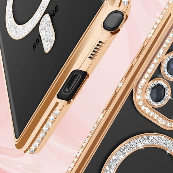 Coque - AVIZAR - Samsung Galaxy S23 Ultra - Rigide - Strass Gyllene - Kompatibel med MagSafe Gul