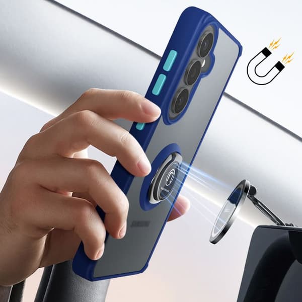 Gennemsigtig Cover med 360° Rotationsring til Galaxy S26 Plus Blå Blå