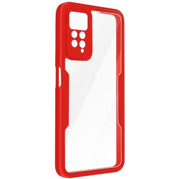 AVIZAR 360° suojakotelo Redmi Note 11:lle ja 11s:lle - Kova selkä ja pehmeä etuosa - Punainen Röd