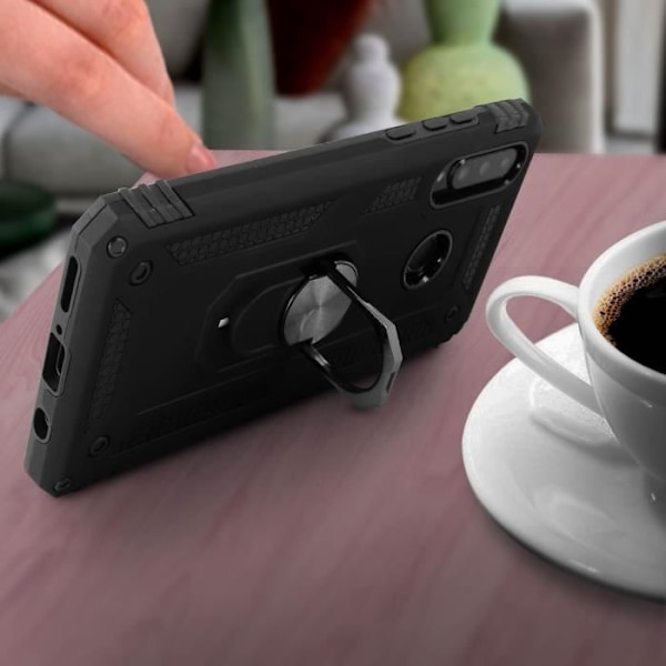 Fodral - AVIZAR - P30 Lite - Bi-material - Låsring - Svart videostöd Svart