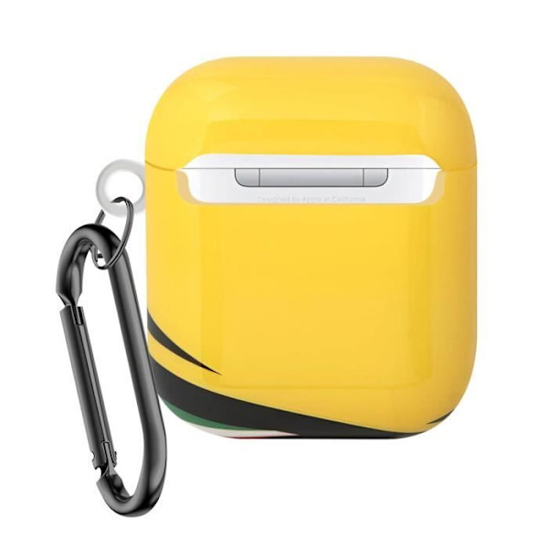 Kotelo AirPods 1:lle ja 2:lle, jäykkä silikoni Ferrari keltainen karabiini
