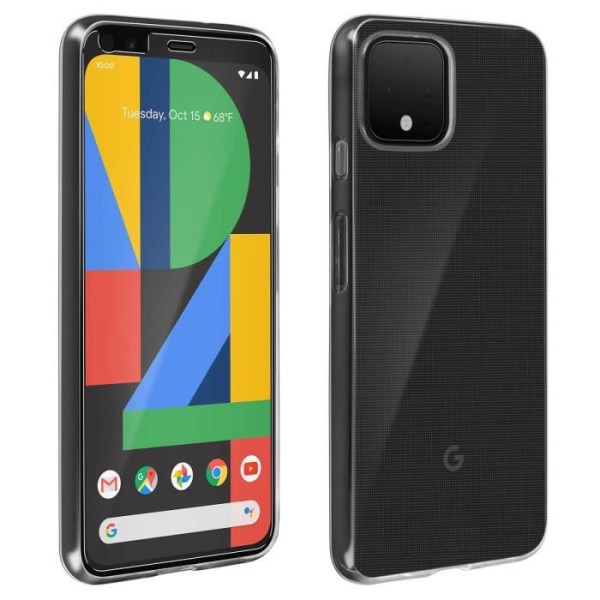Beskytterskal - Google - Pixel 4 - Blød Silikone - Tempereret Glasfilm - Gennemsigtig Hvid Klar vit