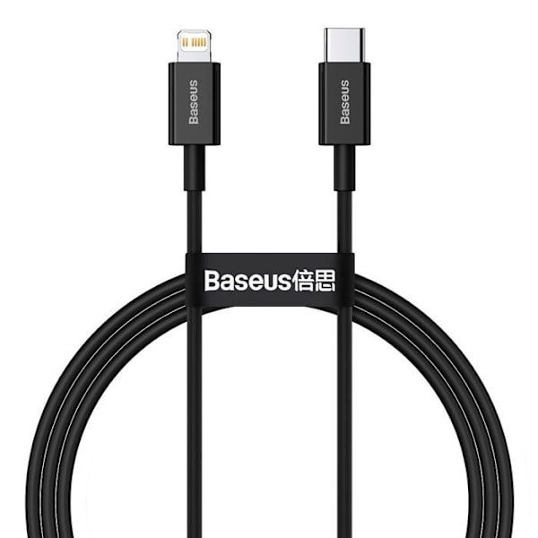 BASEUS musta 1 m 20W PD Nopea latauskaapeli yhteensopiva kaikkien iPhone-mallien kanssa sort