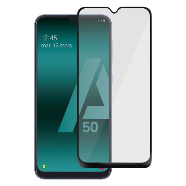 Galaxy A50 helkroppshärdat glasfilm Akashi fasad skärmskydd svart Svart