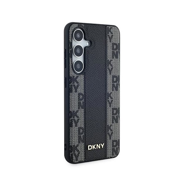 DKNY Rutigt läder Mono Pattern MagSafe - Fodral till Samsung Galaxy S24 (svart)