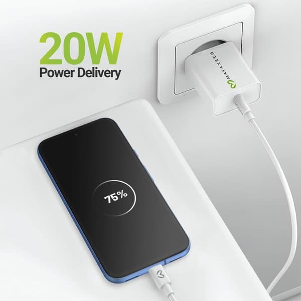 Lader til Pixel 8a 20W + USB-C kabel 1m Mayaxess Hvid Vit