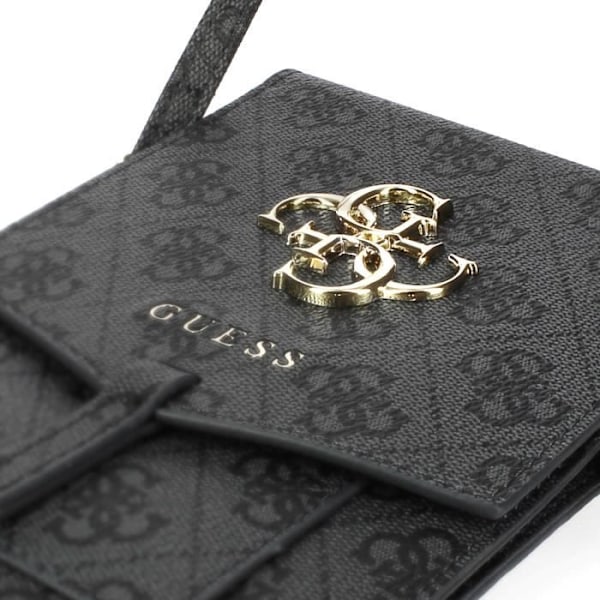 Pochette för smartphone med tryck och axelrem, kortfodral med 4G Guess-logotyp i grått Svart