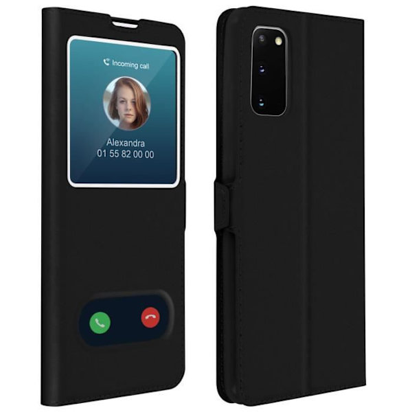 Galaxy S20 Suojakuori - AVIZAR - Pehmeä Kuori - Kaksoisikkunasuoja - Tukitoiminto - Musta Svart