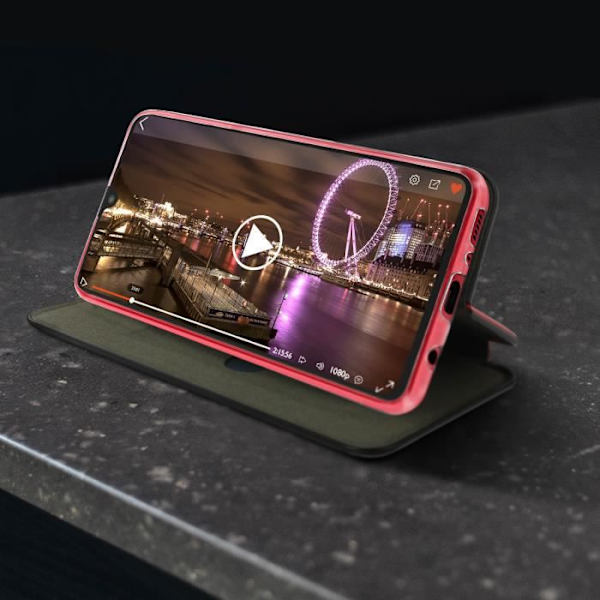 Etui - AVIZAR - Samsung Galaxy A41 - Øko-læder Tekstur - Rød - Videostøtte Röd