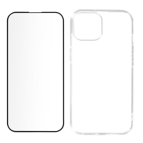 Coque - AVIZAR - iPhone 15 Plus - Silikongel - Härdat glas - Skydd 360° Svart