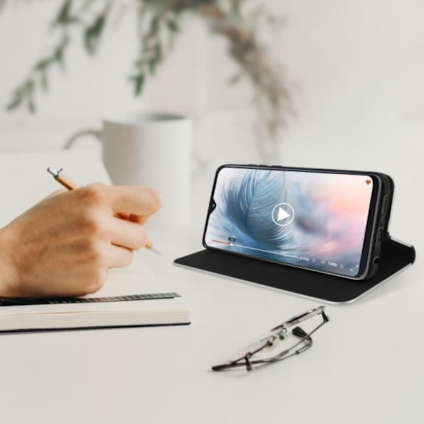 Skal för Samsung Galaxy A20e Fodral Korthållare Videostöd Carbon Effect Svart Svart