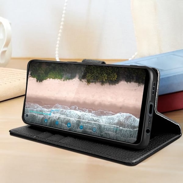 Oppo Reno8 Lite 5G etui Flip Wallet Video Support sort Svart