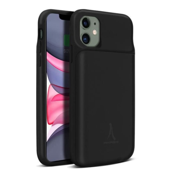 Coque iPhone 11 - AKASHI - Model 2 i 1 - Batteri 4500mAh - Hård Beskyttelse - Induktion Svart
