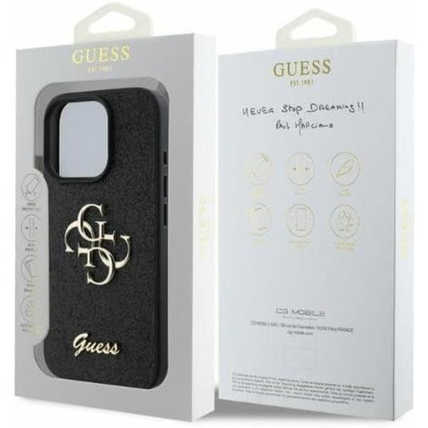 Guess PU Fixed Glitter 4G metalllogofodral för iphone 16 Pro Max 6,9" Svart - GUHCP16XHG4SGK Svart