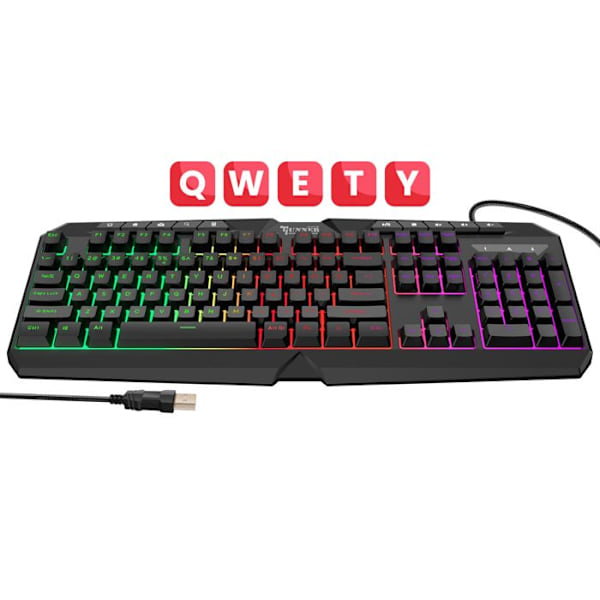 Gamer Tastatur til Computer med RGB-belysning Vandafvisende IPX4 Swissten Sort