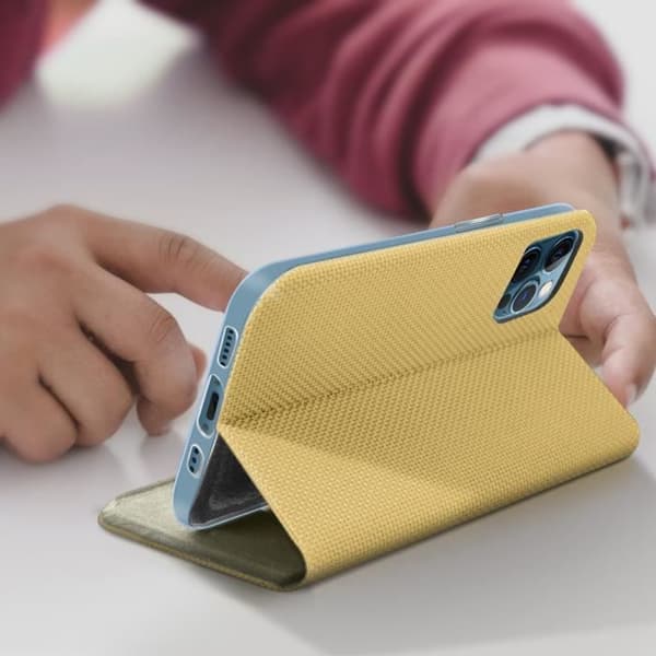 Cover - AVIZAR - iPhone 12 Pro Max - Soft-touch - Kortopbevaring - Videostativ Gul