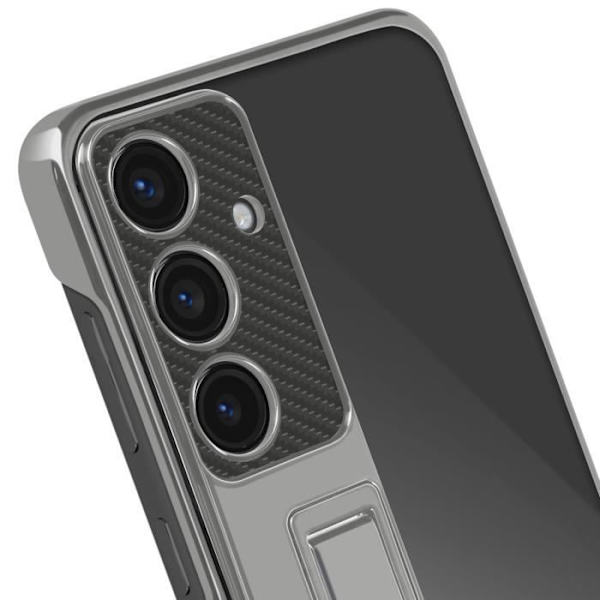 Taske til Samsung S24 Hard Back Soft Contour med Kickstand Support Sølv Grå