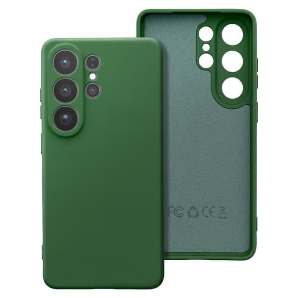 Silicone Soft-Touch-fodral för Galaxy S26 Ultra med mikrofiberfoder i mörkgrön Grön
