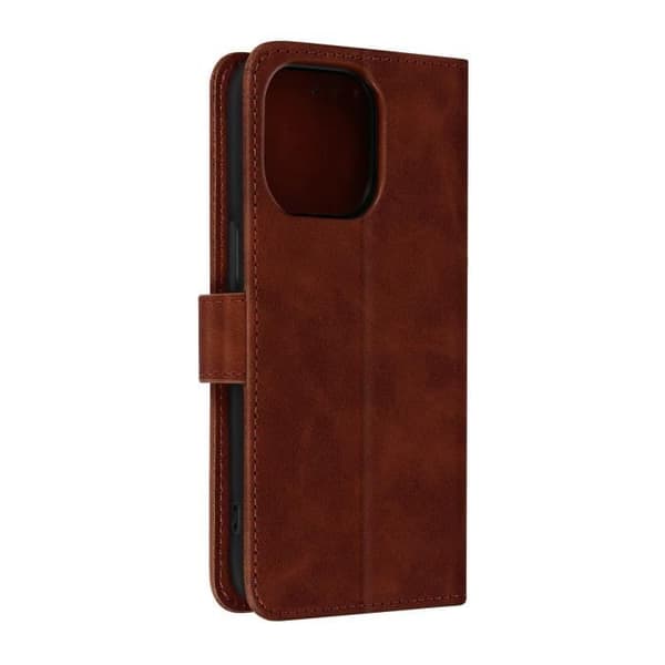 iPhone 14 Pro Folio Wallet Case Video Support Mateffekt Soft Touch brun kastanj