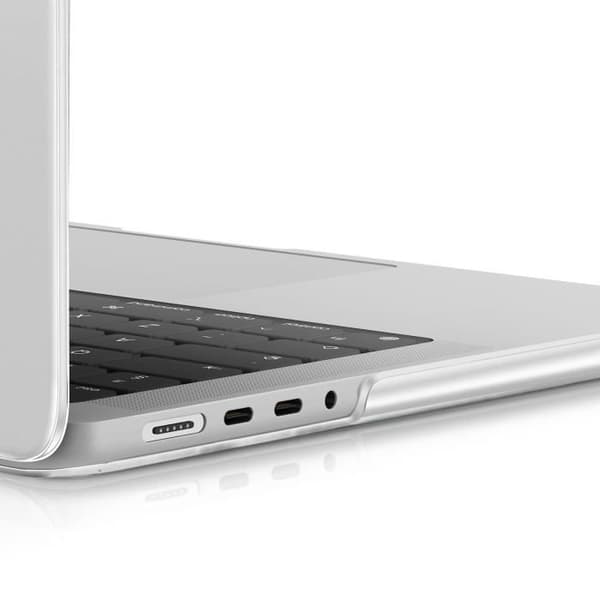 Skrivebeskyttelse til MacBook Pro 14 - MW - Transparent - Polycarbonat - Antiglid - Indbyggede ventilationer Transparent