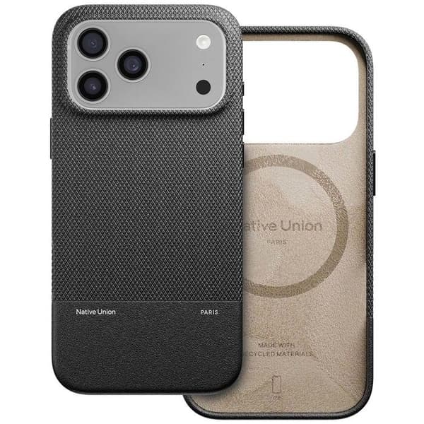 Cover til iPhone 17 Pro Max MagSafe Stødabsorberende Tekstur Serie ReClassic Native Union Sort Svart