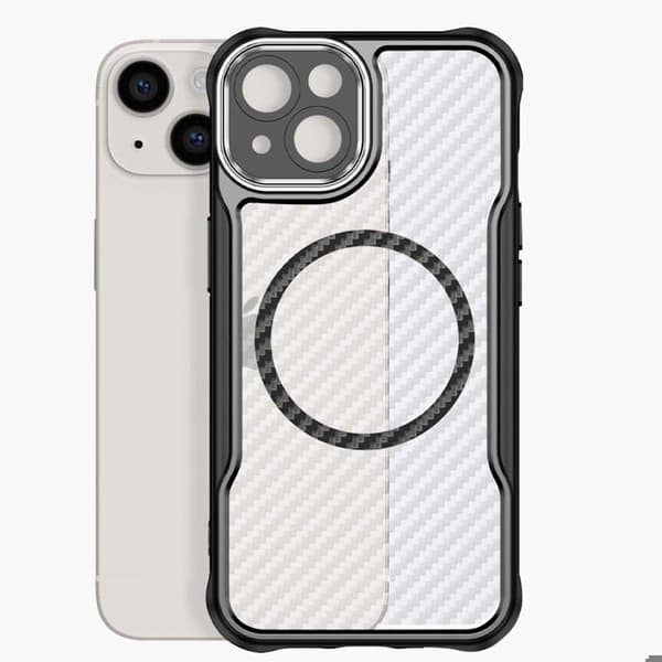 Coque iPhone 15 - Carbon Bagside - Forstærket Stødabsorption - MagSafe - Sort Svart
