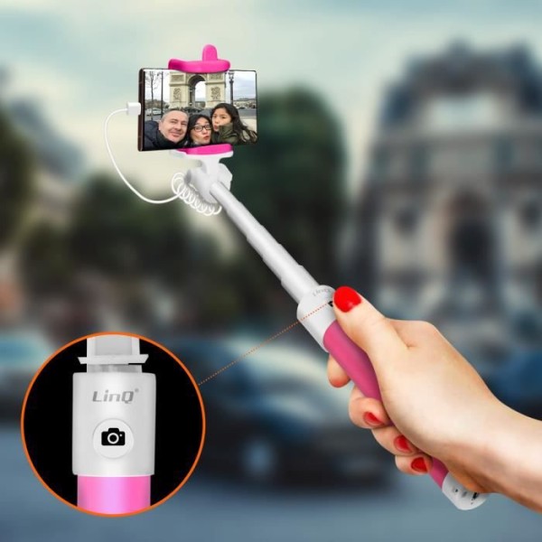 Kabelansluten Selfie Stick USB-C-kontakt Utdragbar LinQ slutarknapp - Rosa