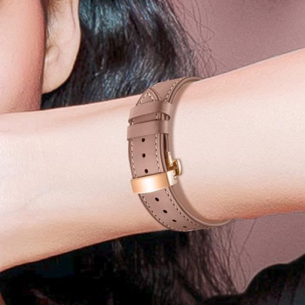 Rannekoru Galaxy Watch 5 / 5 Pro / 4 Leather Butterfly Buckle -puuteripunaiselle Puderrosa