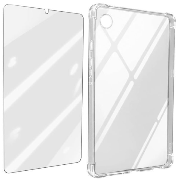 Suojakuori Samsung Tab A9 Plus -puhelimelle - AVIZAR - Iskunkestävä silikoni ja läpinäkyvä karkaistu lasi Vit