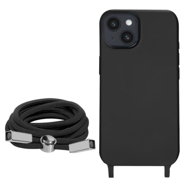 iPhone 14 sladdfodral Halvstyvt med halsband 80cm svart