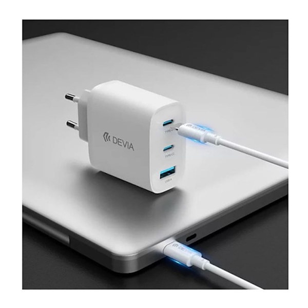 Lader Sektor Hurtig GaN USB og USB-C 65W med PD og PPS Devia Hvid Vit