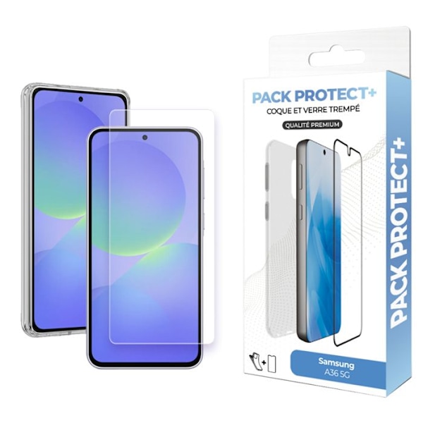 Galaxy A36 Suojapakkaus TPU Pehmeä Kuori ja 7H Karkaistusta Lasista Moxie Läpinäkyvä Vit