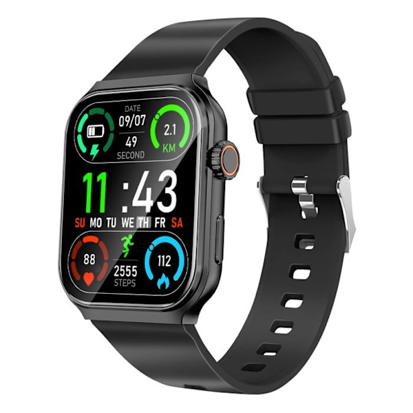 Bluetooth-smartwatch med sportsopfølgning og hændsfri opkald Akashi Sort Svart